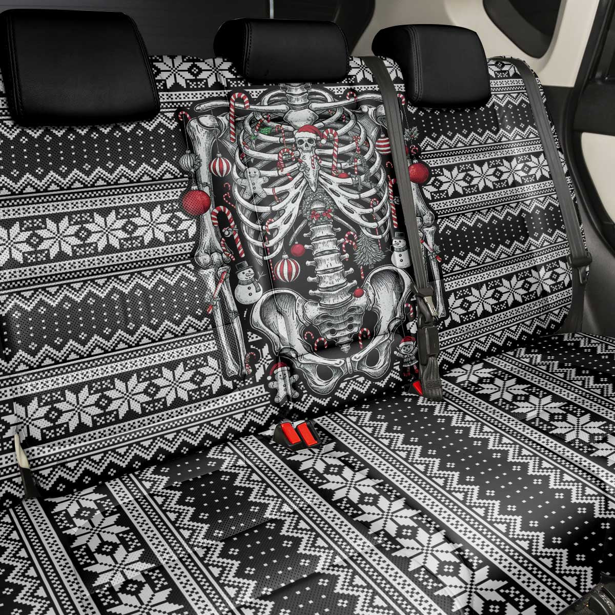 Merry Creepmas Back Car Seat Cover Bone to be Jolly - Wonder Print Shop