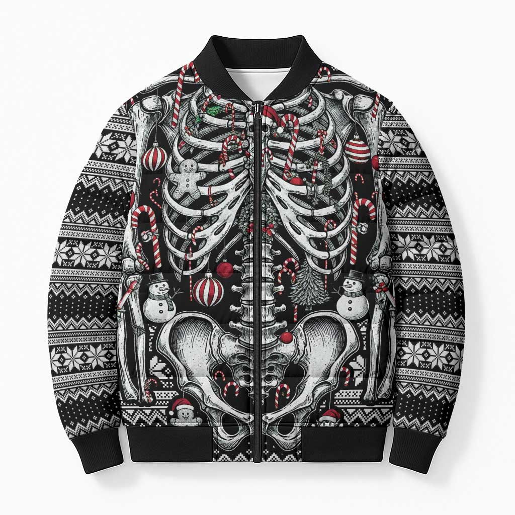 Merry Creepmas Bomber Puffer Jacket Bone to be Jolly - Wonder Print Shop