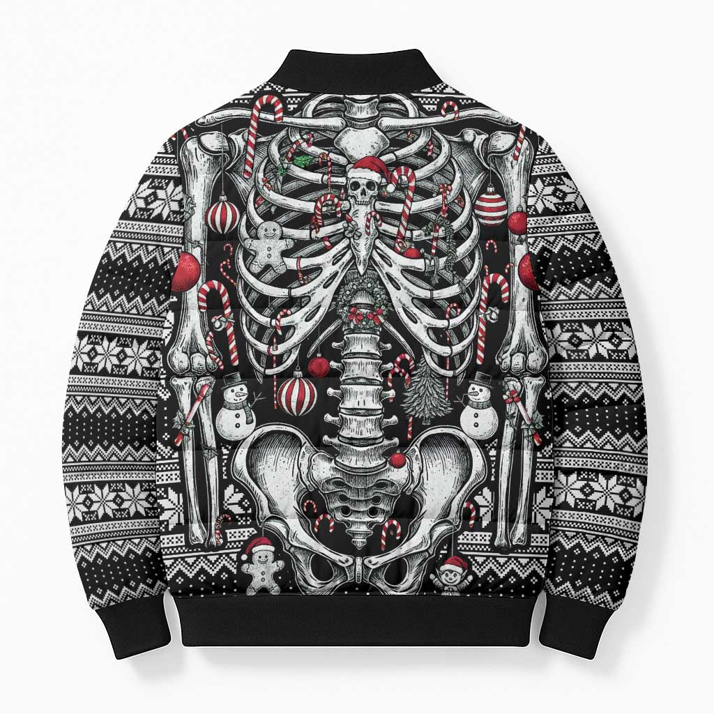 Merry Creepmas Bomber Puffer Jacket Bone to be Jolly - Wonder Print Shop