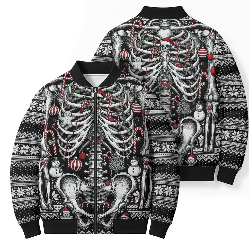 Merry Creepmas Bomber Puffer Jacket Bone to be Jolly - Wonder Print Shop