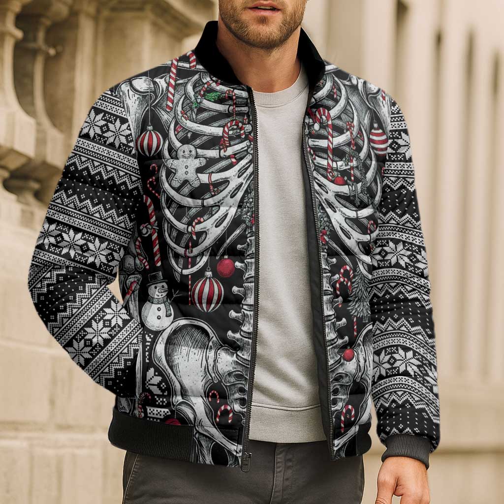 Merry Creepmas Bomber Puffer Jacket Bone to be Jolly - Wonder Print Shop