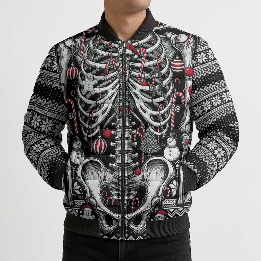 Merry Creepmas Bomber Puffer Jacket Bone to be Jolly - Wonder Print Shop