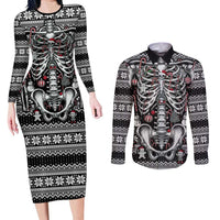 Merry Creepmas Couples Matching Long Sleeve Bodycon Dress and Long Sleeve Button Shirt Bone to be Jolly - Wonder Print Shop