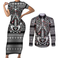 Merry Creepmas Couples Matching Short Sleeve Bodycon Dress and Long Sleeve Button Shirt Bone to be Jolly - Wonder Print Shop