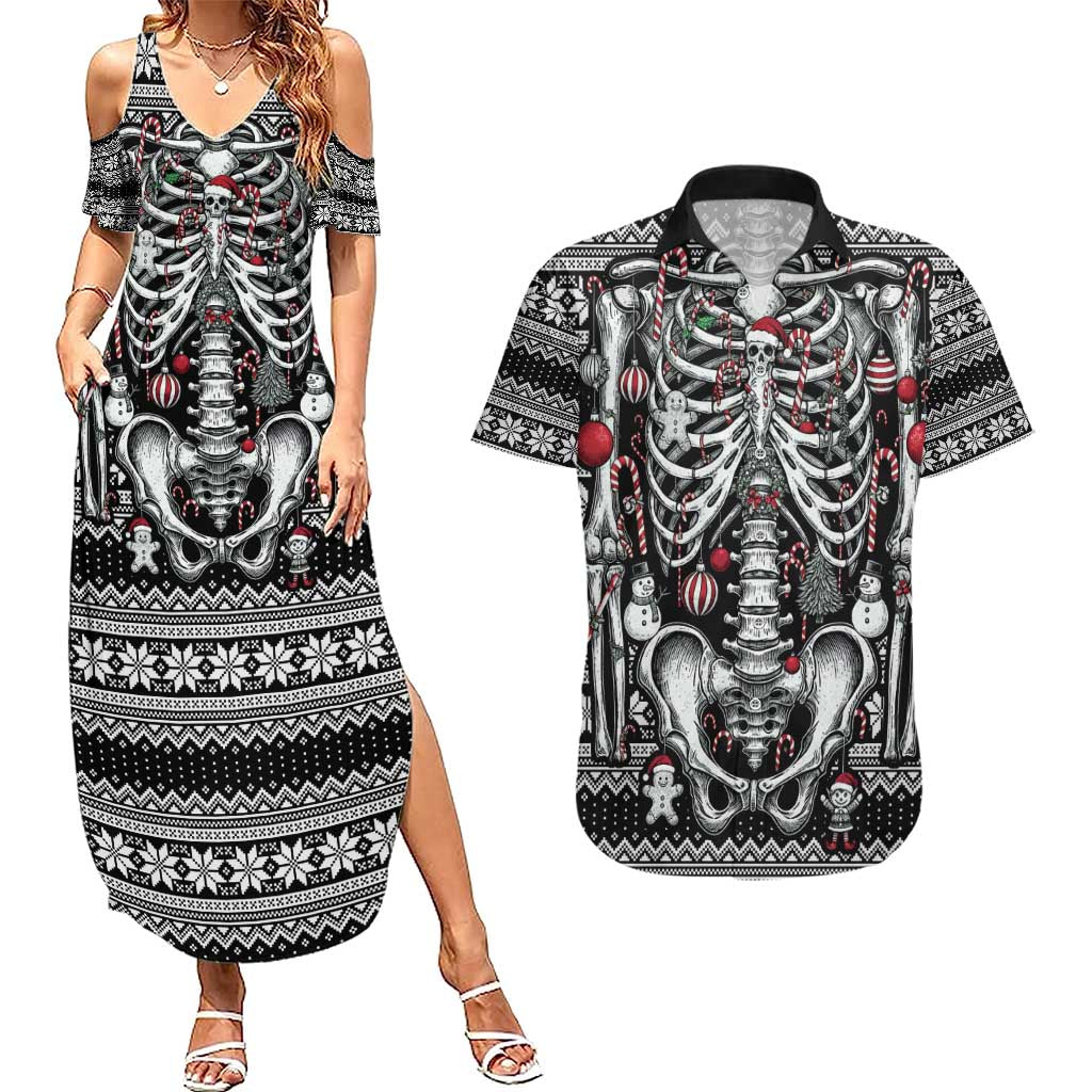 Merry Creepmas Couples Matching Summer Maxi Dress and Hawaiian Shirt Bone to be Jolly - Wonder Print Shop