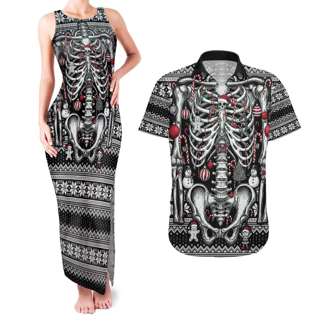 Merry Creepmas Couples Matching Tank Maxi Dress and Hawaiian Shirt Bone to be Jolly - Wonder Print Shop