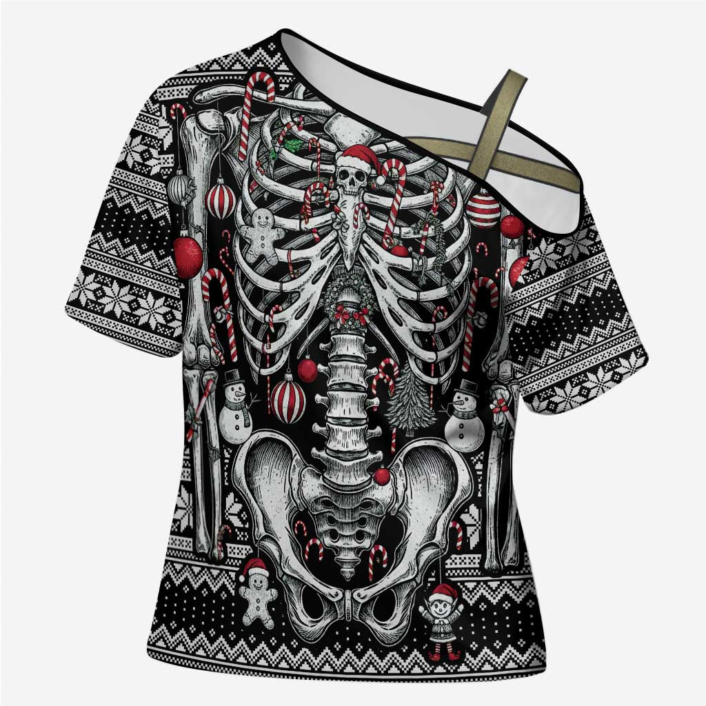 Merry Creepmas Cross Shoulder Shirt Bone to be Jolly - Wonder Print Shop