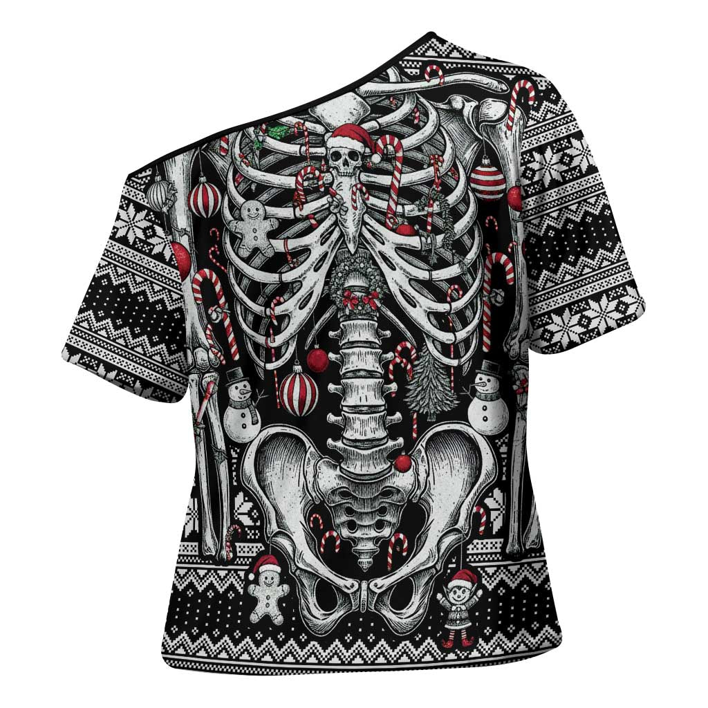 Merry Creepmas Cross Shoulder Shirt Bone to be Jolly - Wonder Print Shop