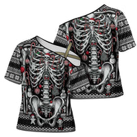Merry Creepmas Cross Shoulder Shirt Bone to be Jolly - Wonder Print Shop
