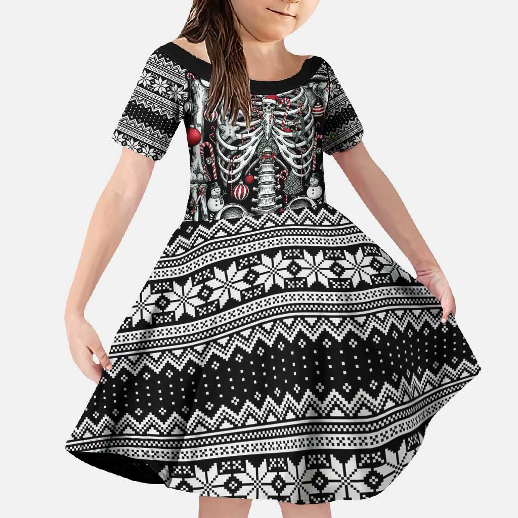 Merry Creepmas Family Matching Long Sleeve Bodycon Dress and Hawaiian Shirt Bone to be Jolly - Wonder Print Shop