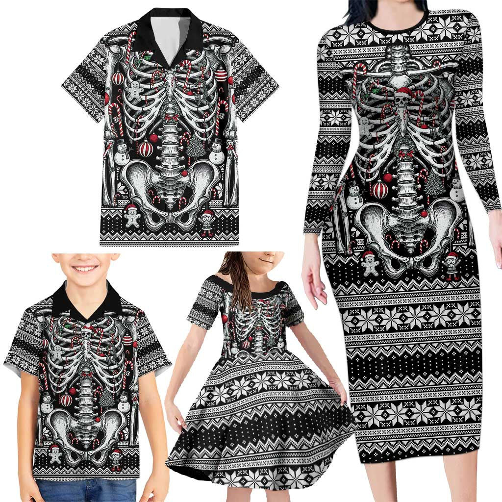 Merry Creepmas Family Matching Long Sleeve Bodycon Dress and Hawaiian Shirt Bone to be Jolly - Wonder Print Shop