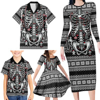 Merry Creepmas Family Matching Long Sleeve Bodycon Dress and Hawaiian Shirt Bone to be Jolly - Wonder Print Shop
