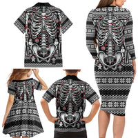Merry Creepmas Family Matching Long Sleeve Bodycon Dress and Hawaiian Shirt Bone to be Jolly - Wonder Print Shop