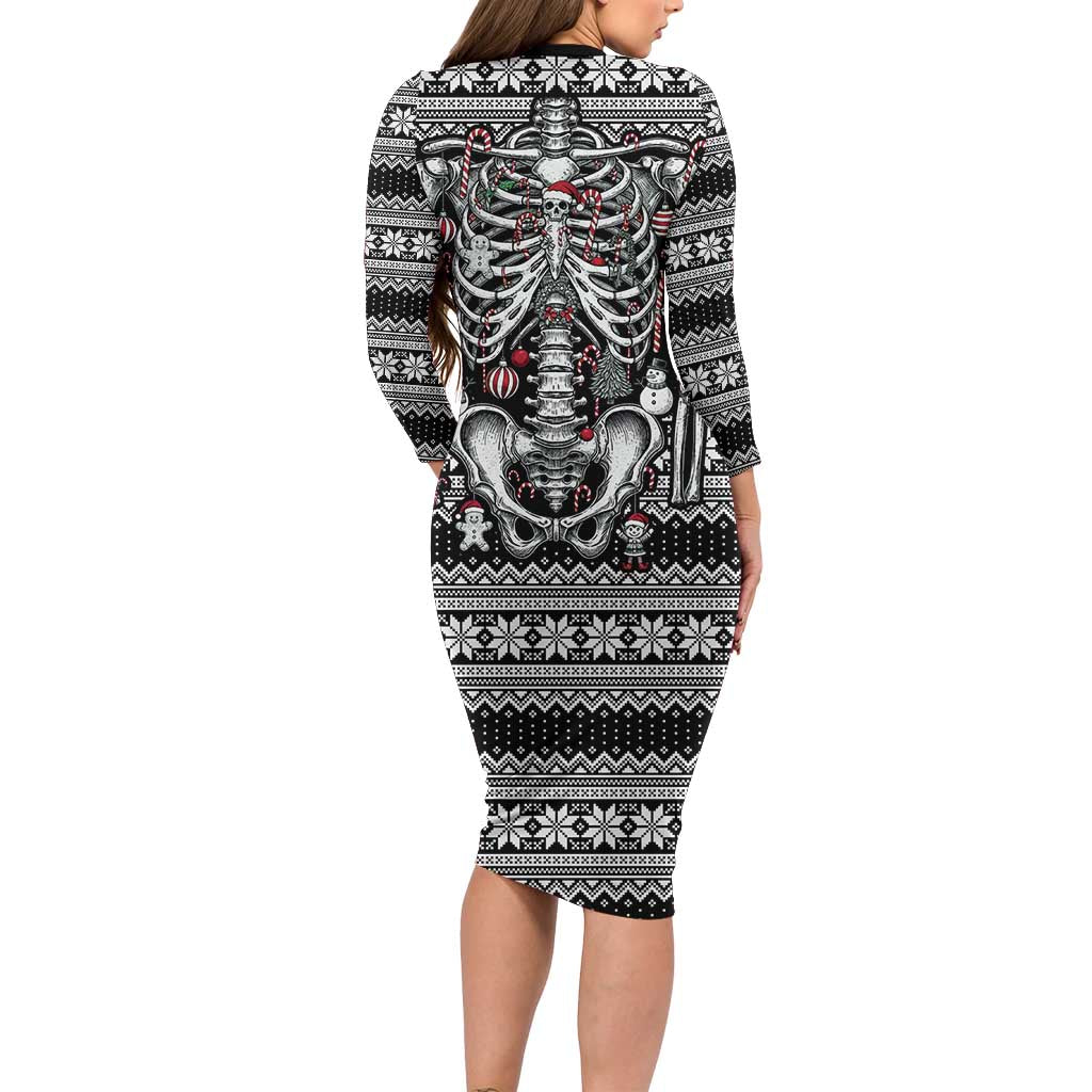 Merry Creepmas Family Matching Long Sleeve Bodycon Dress and Hawaiian Shirt Bone to be Jolly - Wonder Print Shop
