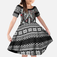 Merry Creepmas Family Matching Off The Shoulder Long Sleeve Dress and Hawaiian Shirt Bone to be Jolly - Wonder Print Shop