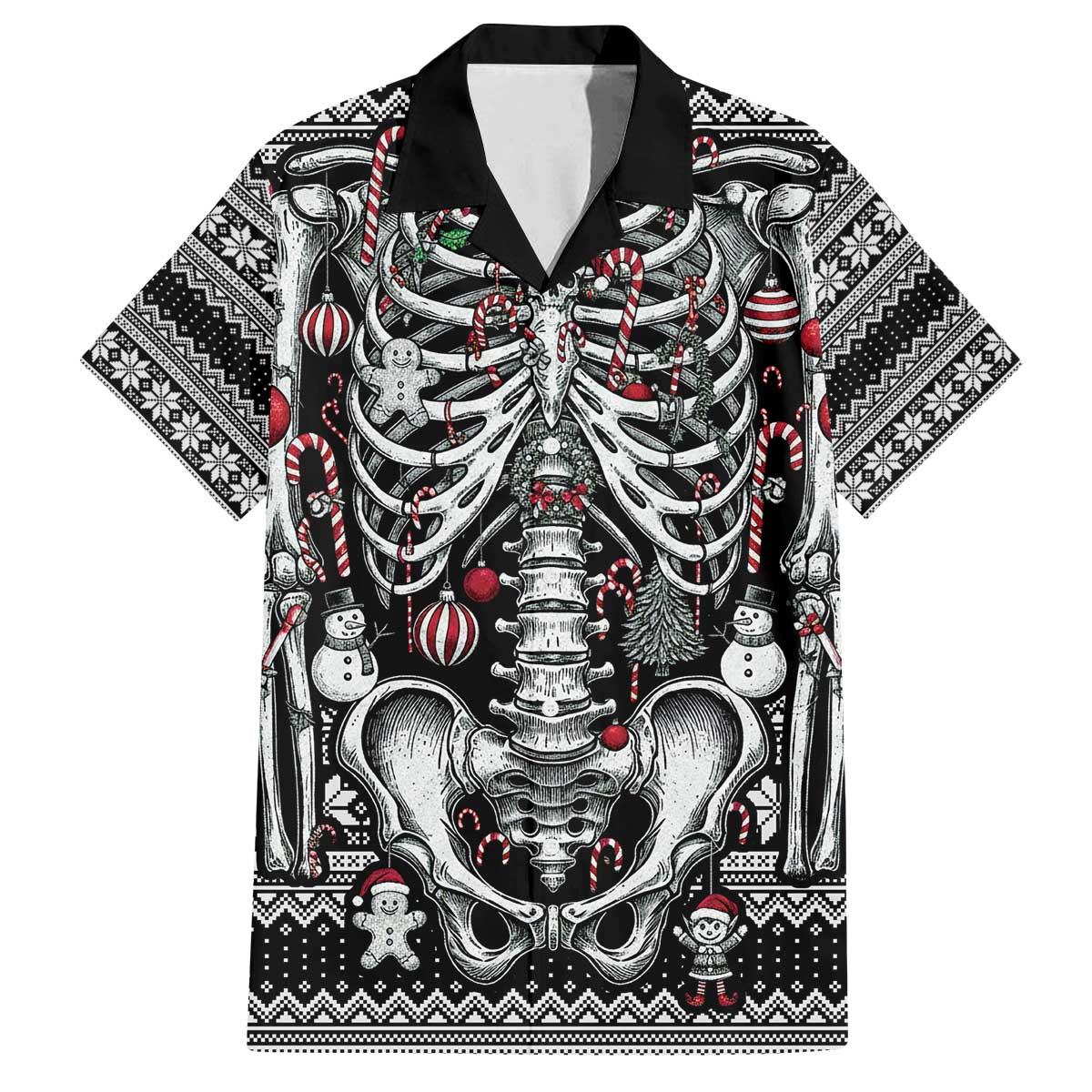 Merry Creepmas Family Matching Off The Shoulder Long Sleeve Dress and Hawaiian Shirt Bone to be Jolly - Wonder Print Shop