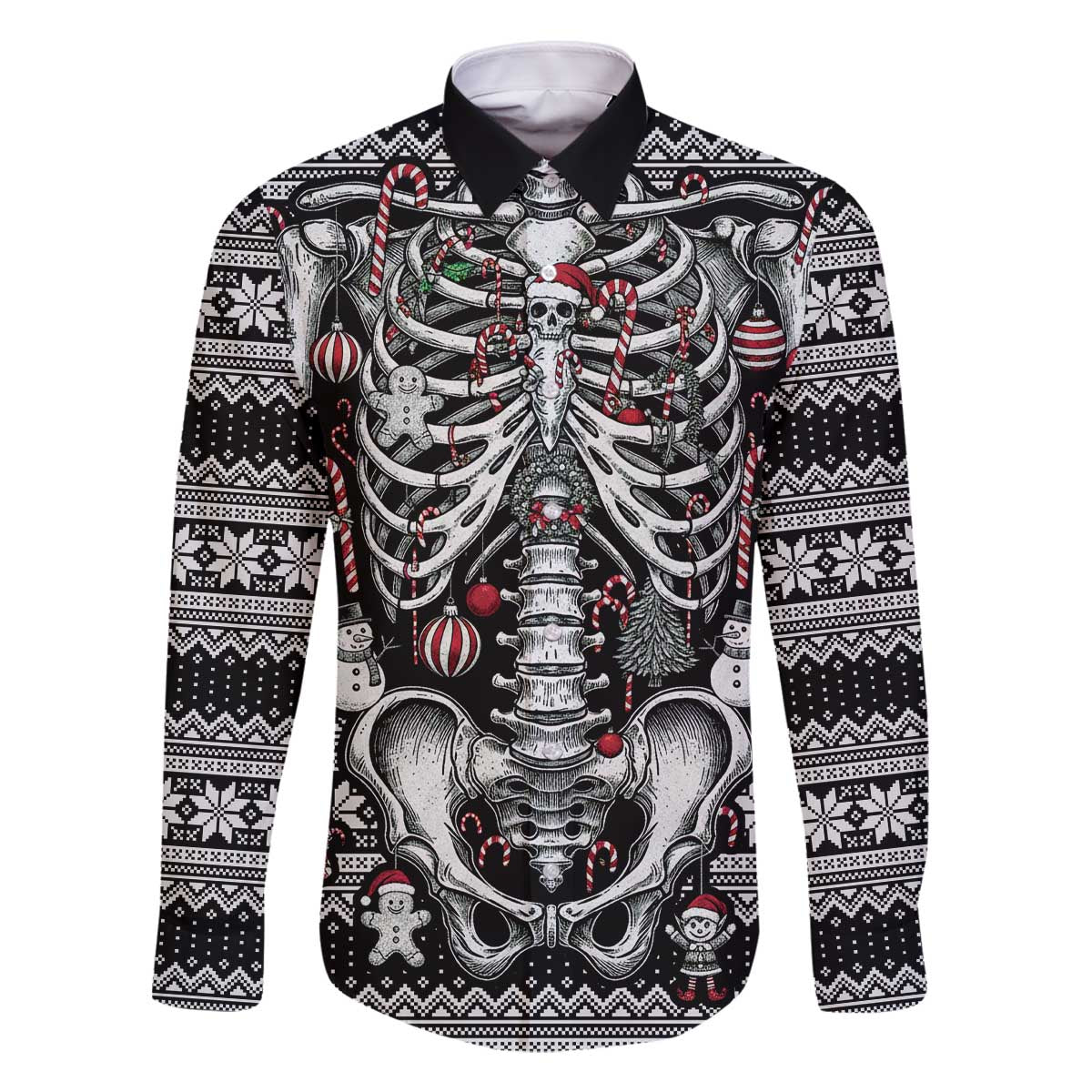 Merry Creepmas Family Matching Off The Shoulder Long Sleeve Dress and Hawaiian Shirt Bone to be Jolly - Wonder Print Shop