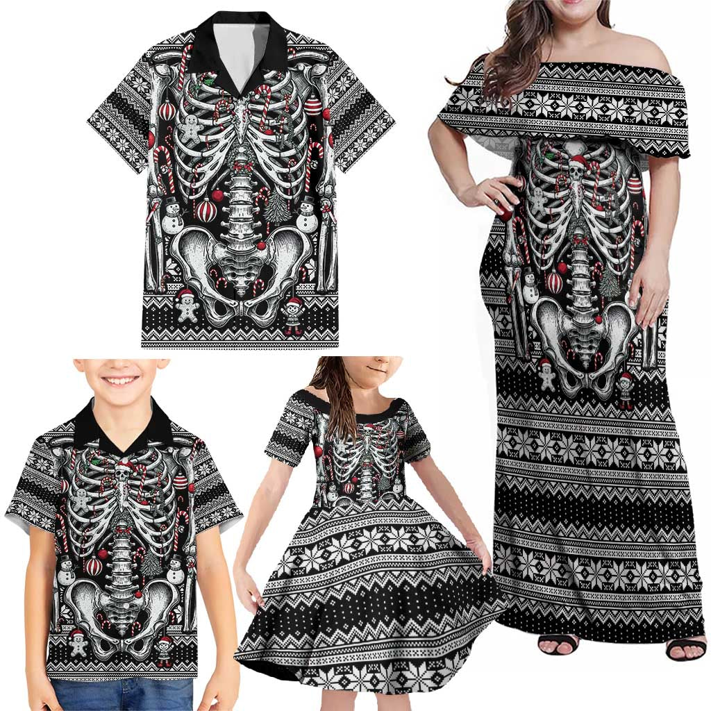 Merry Creepmas Family Matching Off Shoulder Maxi Dress and Hawaiian Shirt Bone to be Jolly - Wonder Print Shop