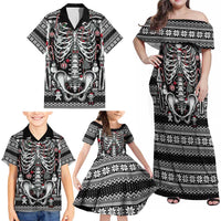 Merry Creepmas Family Matching Off Shoulder Maxi Dress and Hawaiian Shirt Bone to be Jolly - Wonder Print Shop