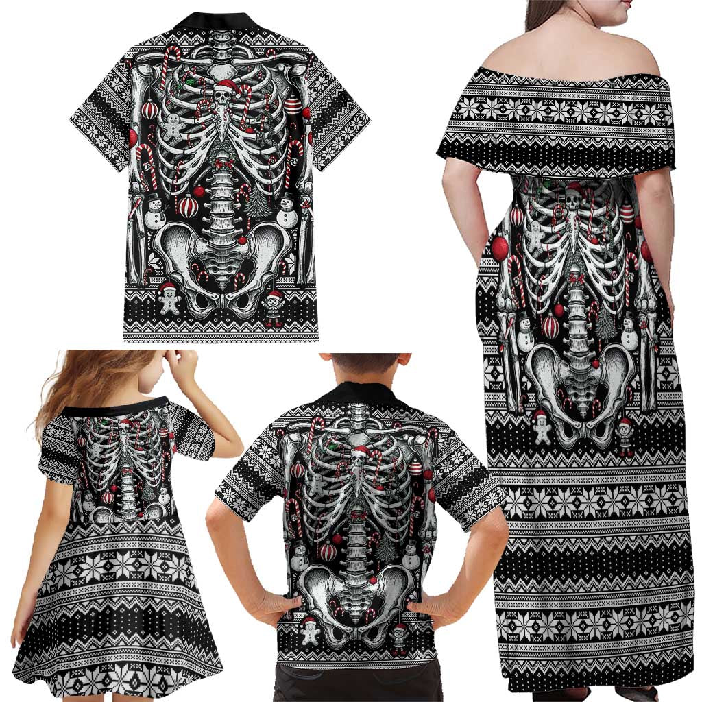 Merry Creepmas Family Matching Off Shoulder Maxi Dress and Hawaiian Shirt Bone to be Jolly - Wonder Print Shop