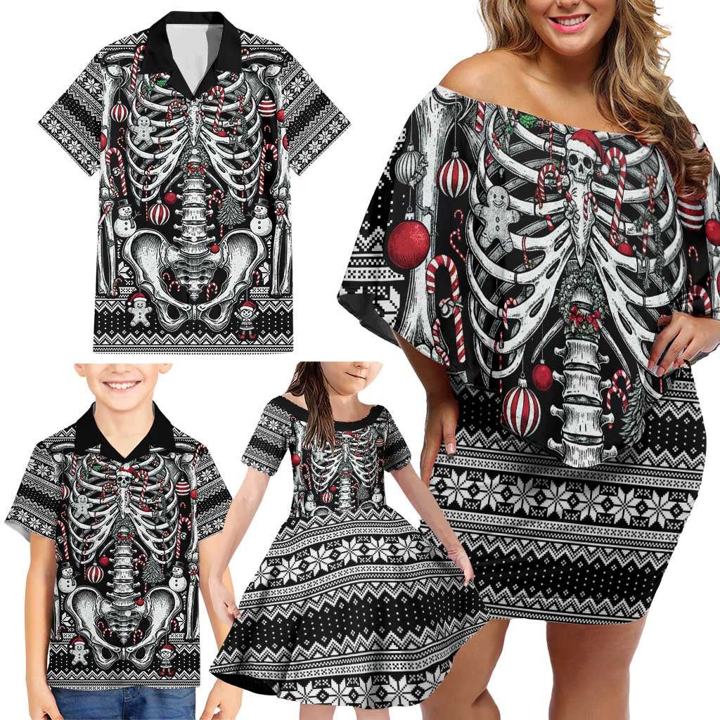 Merry Creepmas Family Matching Off Shoulder Short Dress and Hawaiian Shirt Bone to be Jolly - Wonder Print Shop
