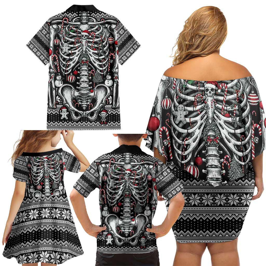 Merry Creepmas Family Matching Off Shoulder Short Dress and Hawaiian Shirt Bone to be Jolly - Wonder Print Shop