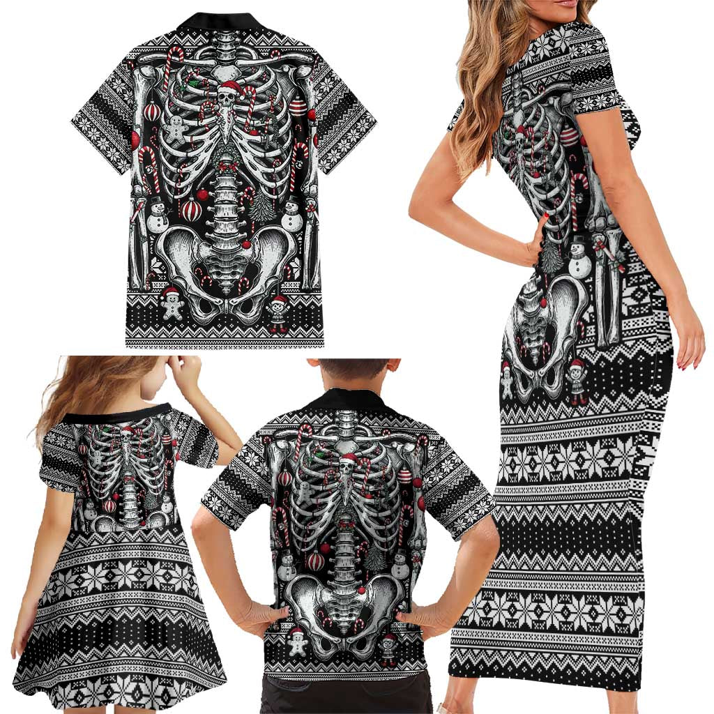 Merry Creepmas Family Matching Short Sleeve Bodycon Dress and Hawaiian Shirt Bone to be Jolly - Wonder Print Shop