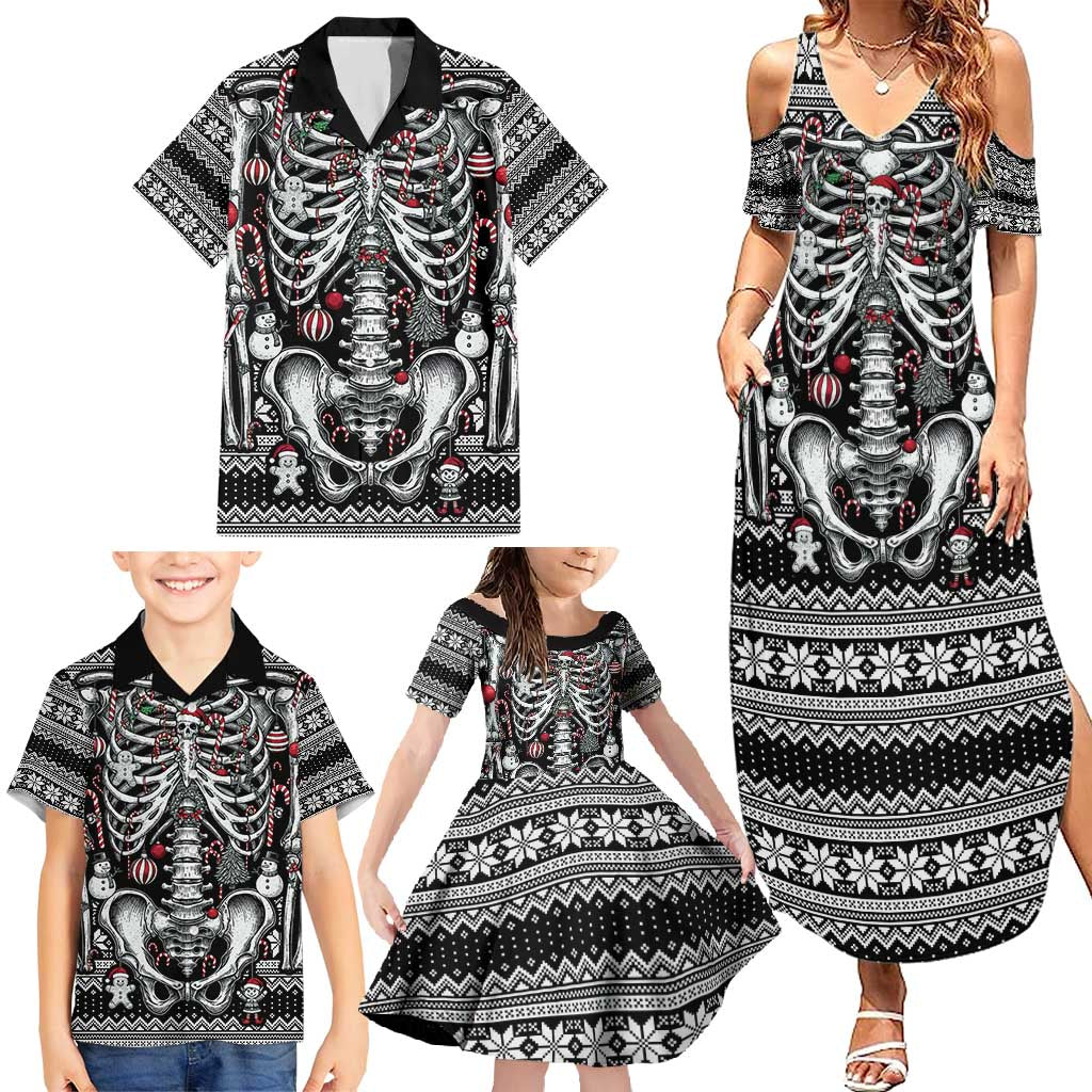 Merry Creepmas Family Matching Summer Maxi Dress and Hawaiian Shirt Bone to be Jolly - Wonder Print Shop