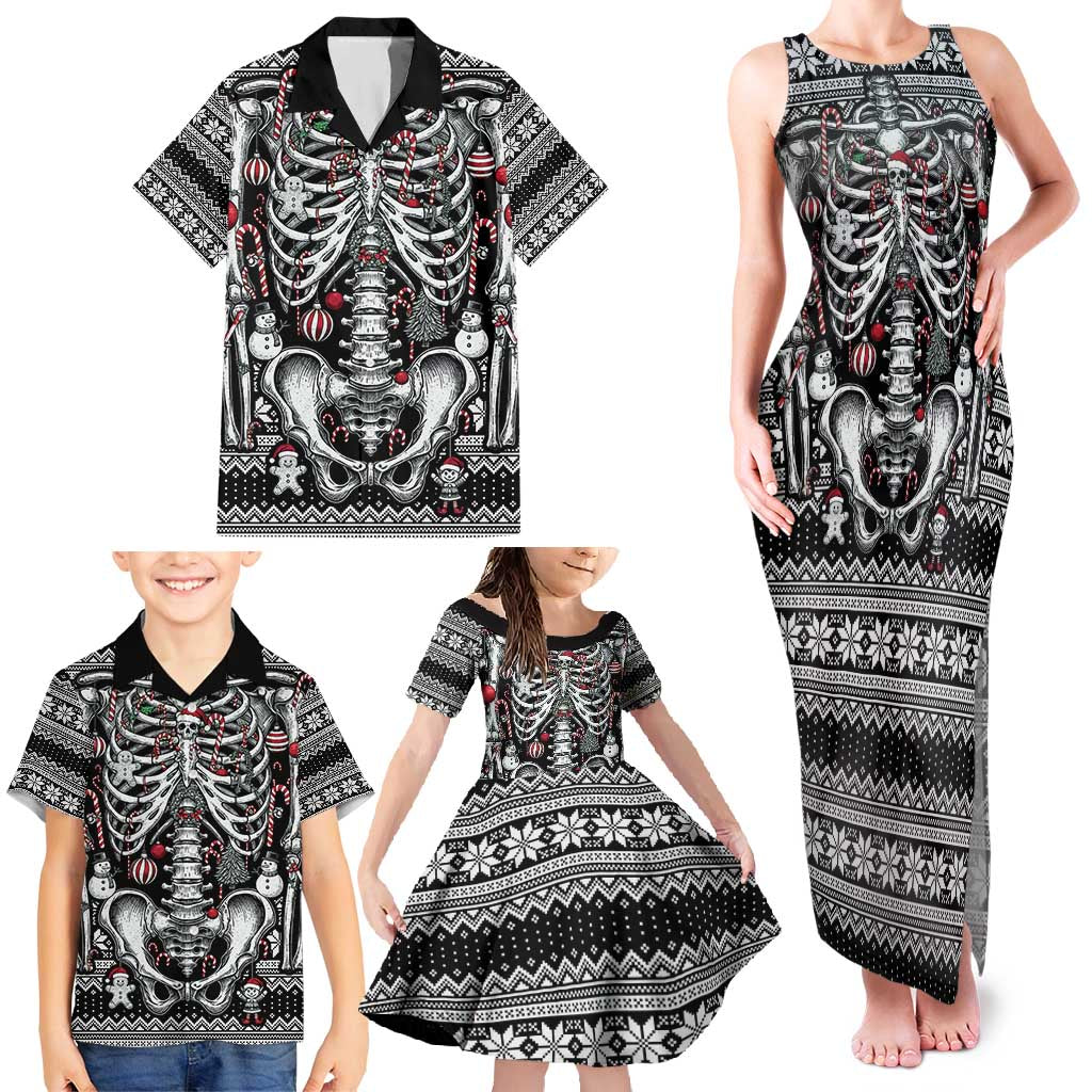 Merry Creepmas Family Matching Tank Maxi Dress and Hawaiian Shirt Bone to be Jolly - Wonder Print Shop