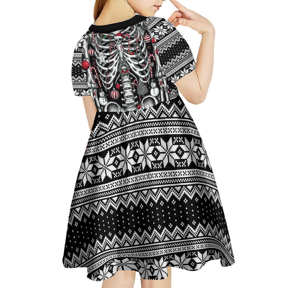 Merry Creepmas Kid Short Sleeve Dress Bone to be Jolly - Wonder Print Shop