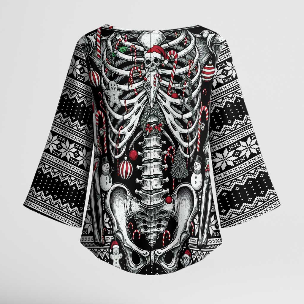 Merry Creepmas Kimono Sleeve Blouse Bone to be Jolly - Wonder Print Shop