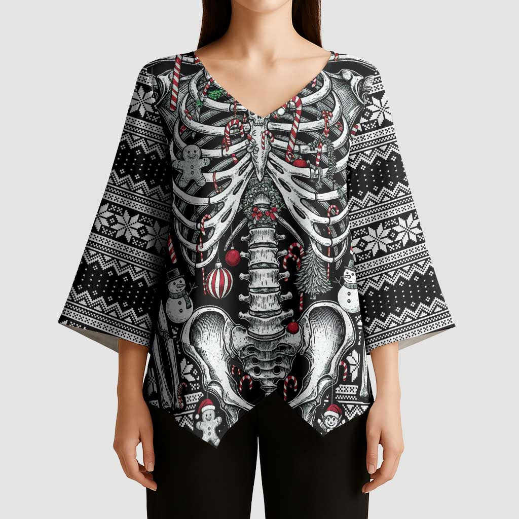 Merry Creepmas Kimono Sleeve Blouse Bone to be Jolly - Wonder Print Shop