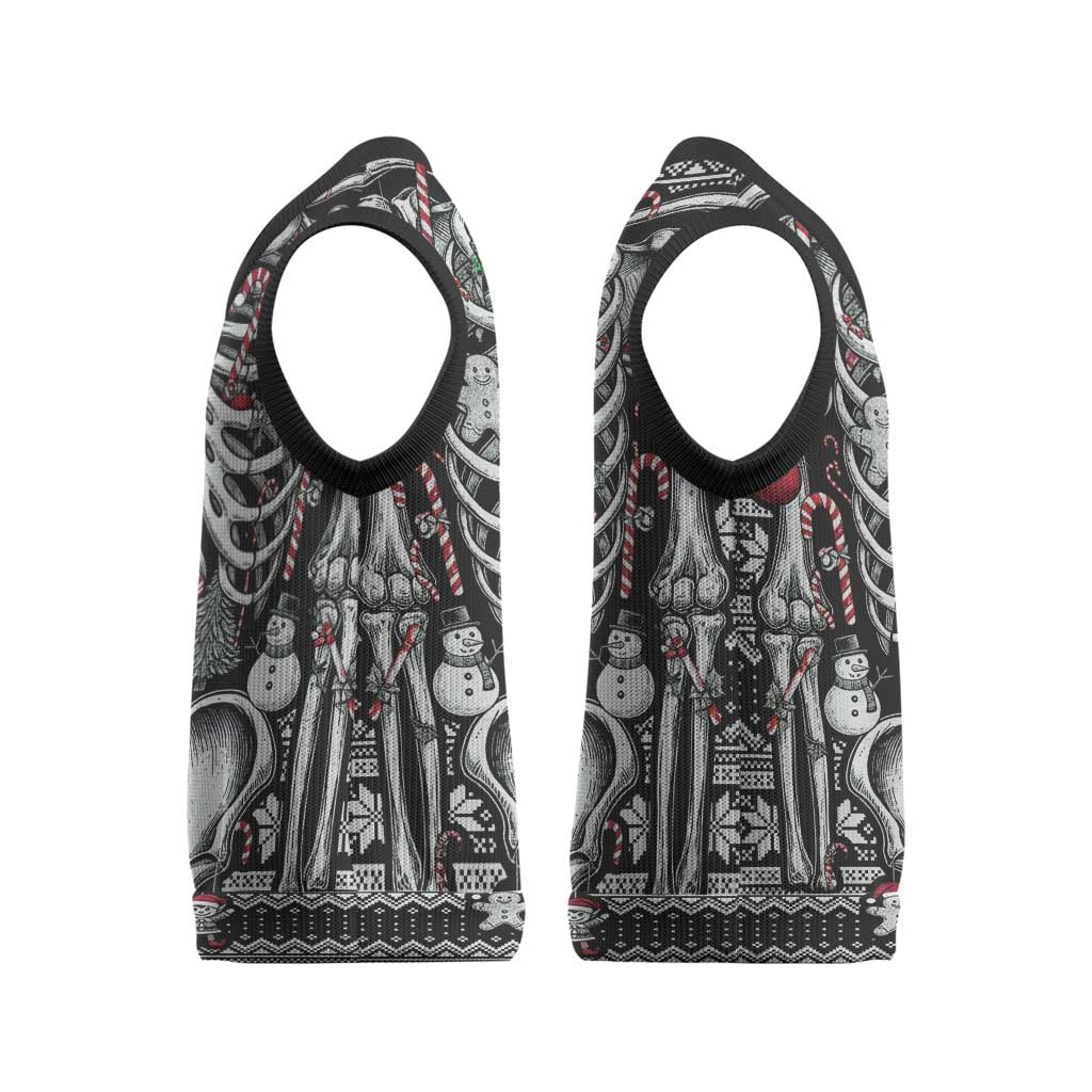 Merry Creepmas Bone to be Jolly Christmas Knitted V-Neck Vest - Wonder Print Shop