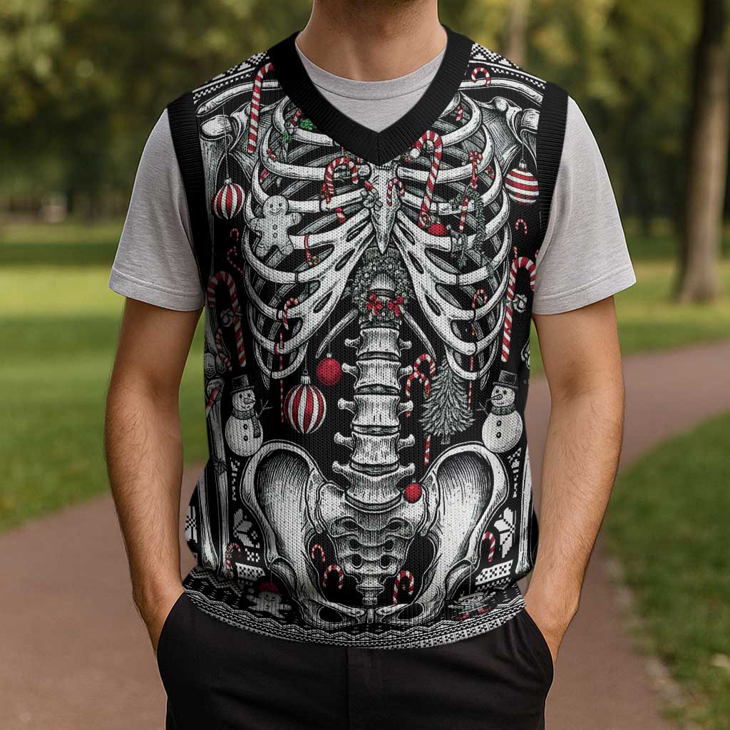 Merry Creepmas Bone to be Jolly Christmas Knitted V-Neck Vest - Wonder Print Shop