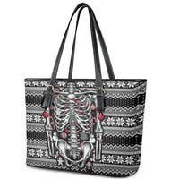 Merry Creepmas Leather Tote Bag Bone to be Jolly - Wonder Print Shop