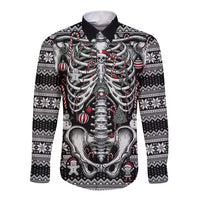 Merry Creepmas Long Sleeve Button Shirt Bone to be Jolly - Wonder Print Shop
