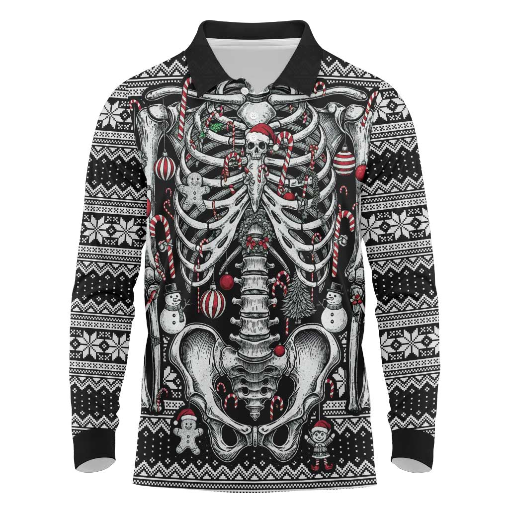 Merry Creepmas Long Sleeve Polo Shirt Bone to be Jolly - Wonder Print Shop