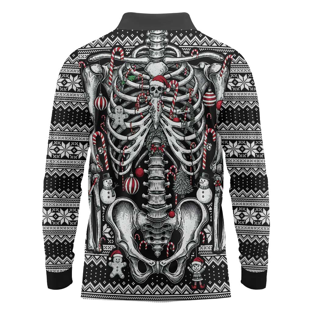 Merry Creepmas Long Sleeve Polo Shirt Bone to be Jolly - Wonder Print Shop