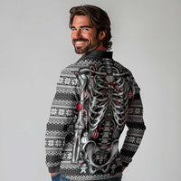 Merry Creepmas Long Sleeve Polo Shirt Bone to be Jolly - Wonder Print Shop
