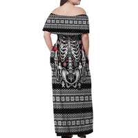 Merry Creepmas Off Shoulder Maxi Dress Bone to be Jolly - Wonder Print Shop