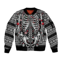 Merry Creepmas Sleeve Zip Bomber Jacket Bone to be Jolly - Wonder Print Shop