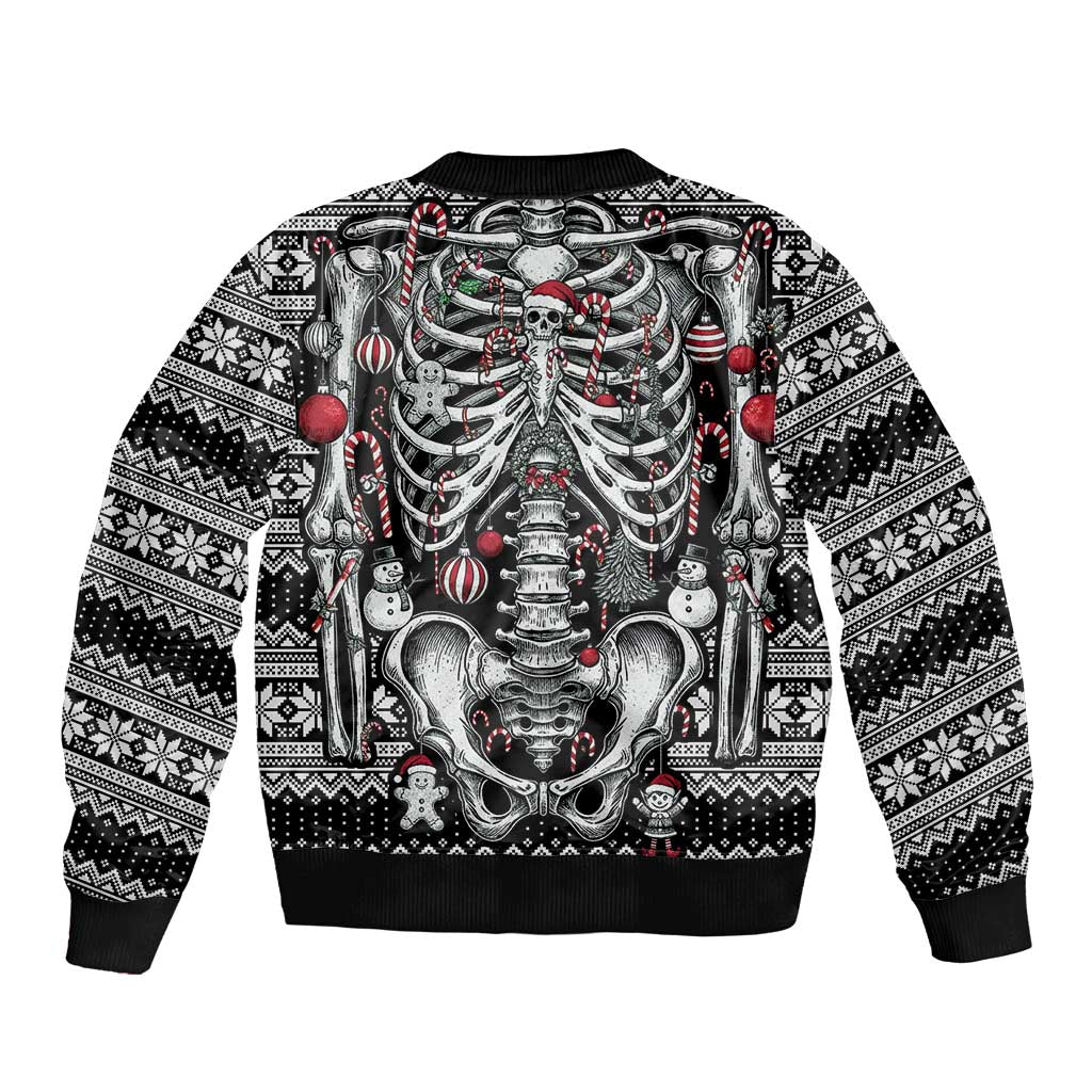 Merry Creepmas Sleeve Zip Bomber Jacket Bone to be Jolly - Wonder Print Shop