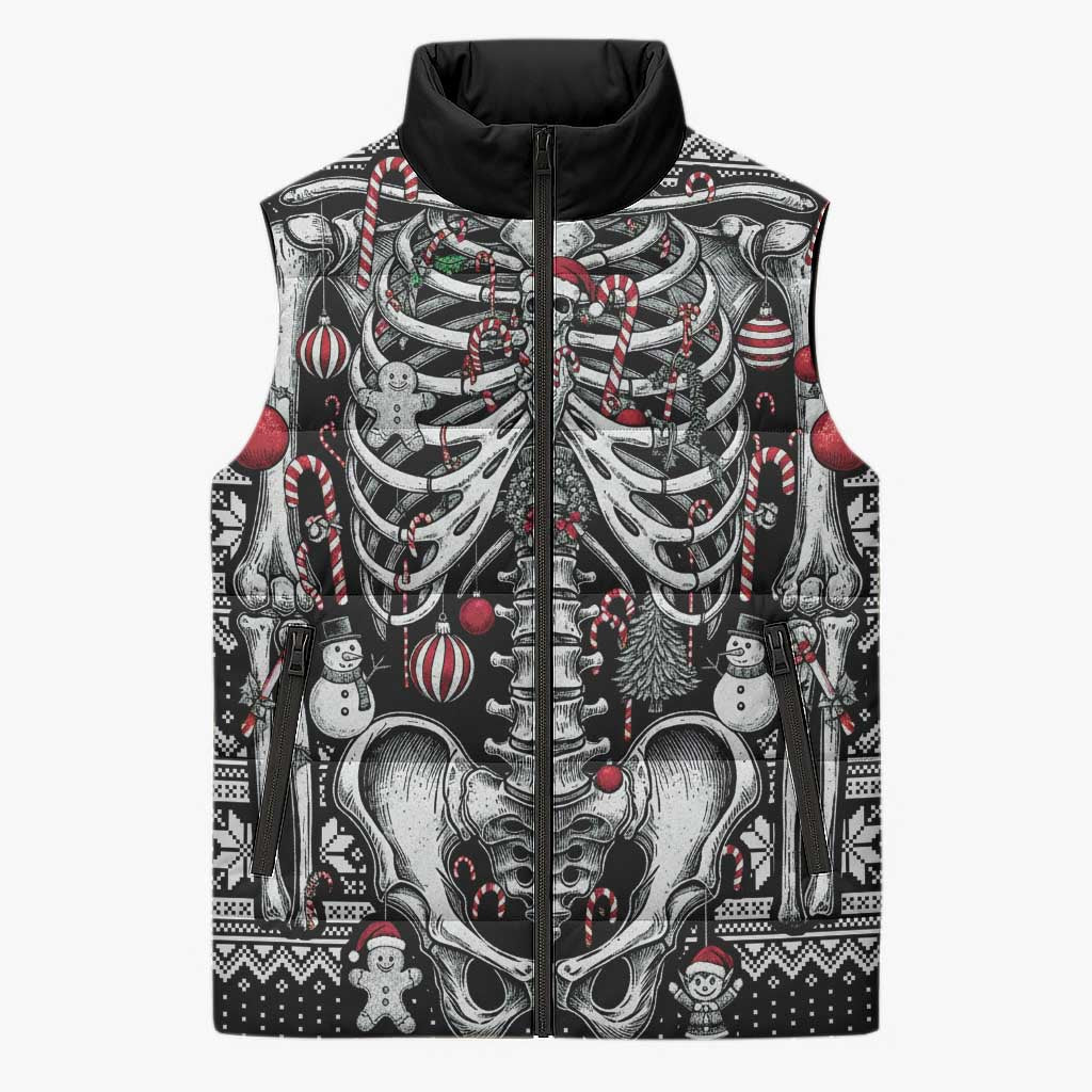 Merry Creepmas Sleeveless Puffer Jacket Bone to be Jolly - Wonder Print Shop