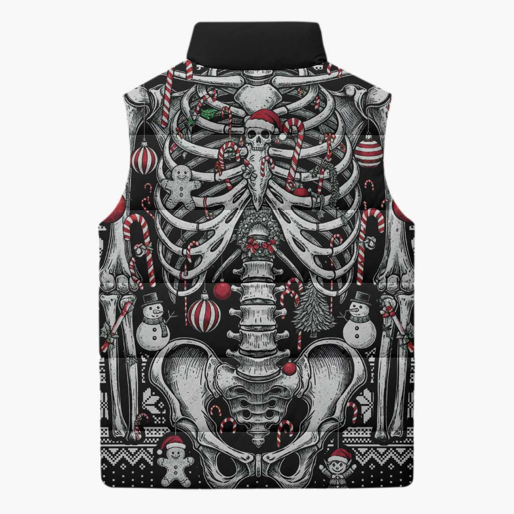 Merry Creepmas Sleeveless Puffer Jacket Bone to be Jolly - Wonder Print Shop