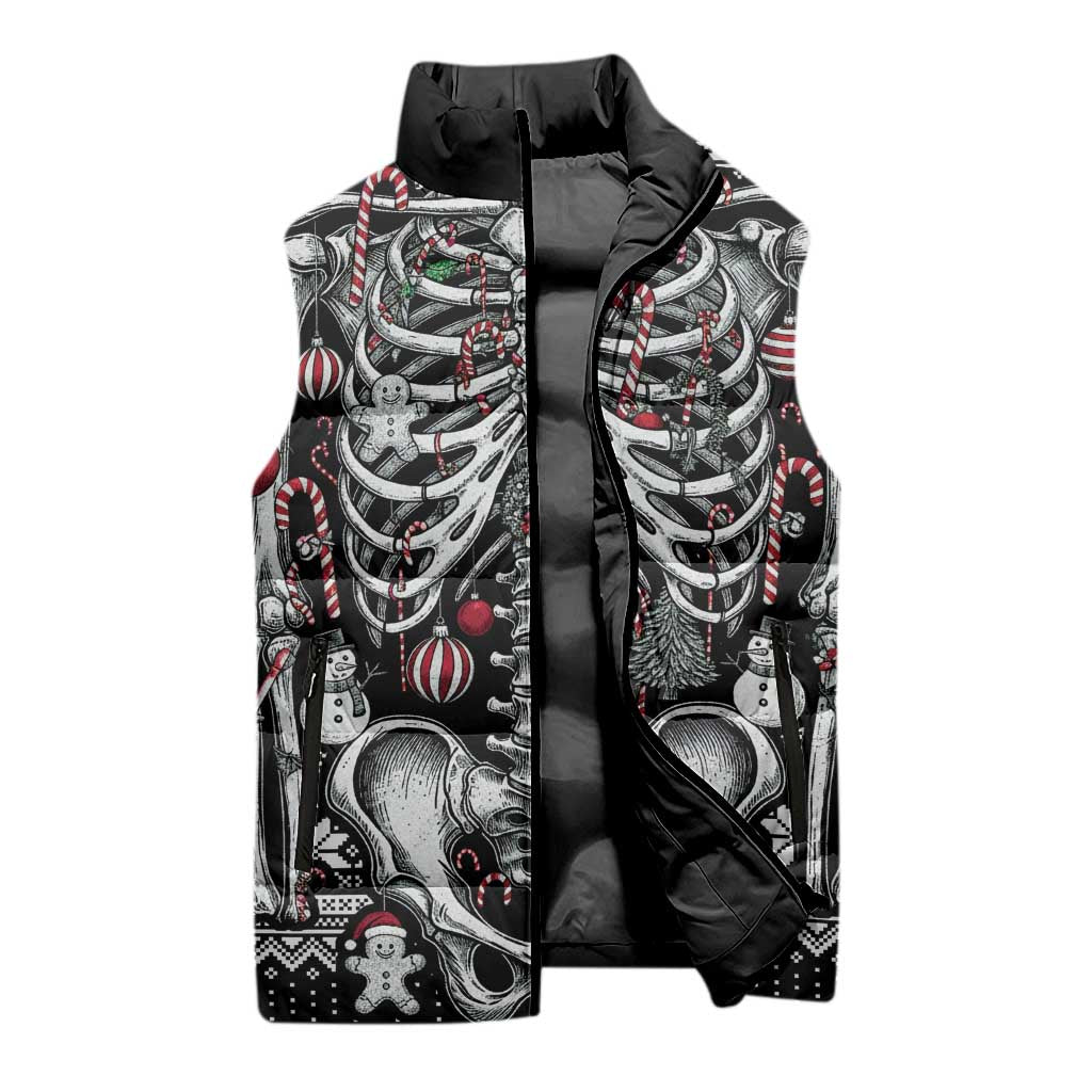 Merry Creepmas Sleeveless Puffer Jacket Bone to be Jolly - Wonder Print Shop