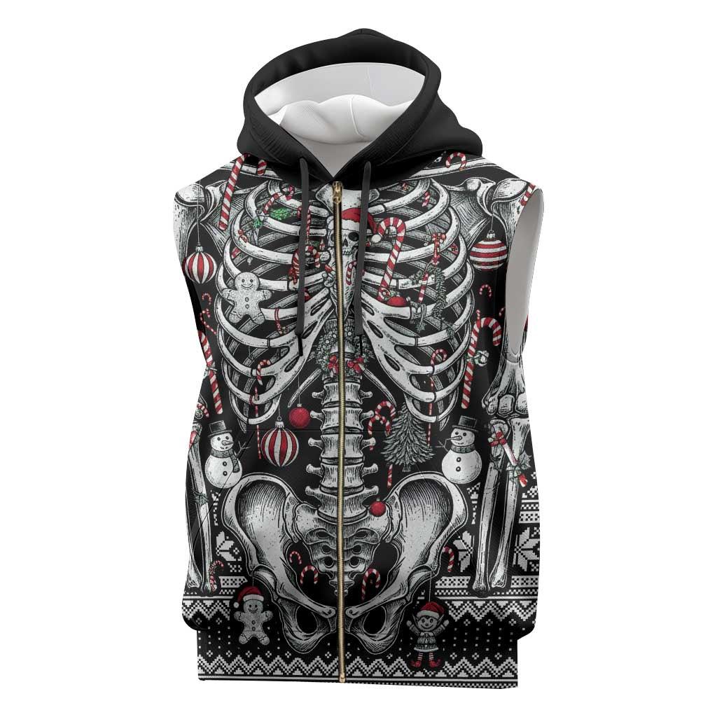Merry Creepmas Sleeveless Zip Hoodie Bone to be Jolly - Wonder Print Shop