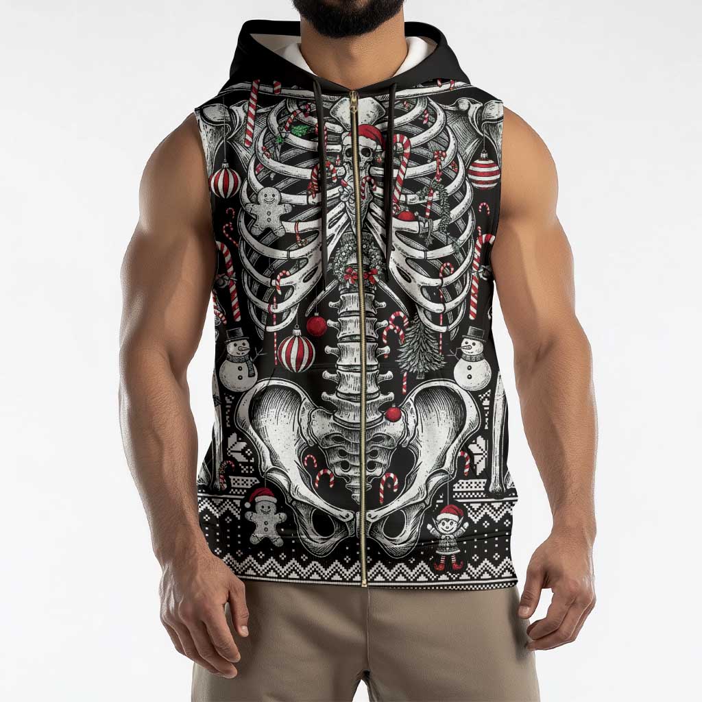 Merry Creepmas Sleeveless Zip Hoodie Bone to be Jolly - Wonder Print Shop