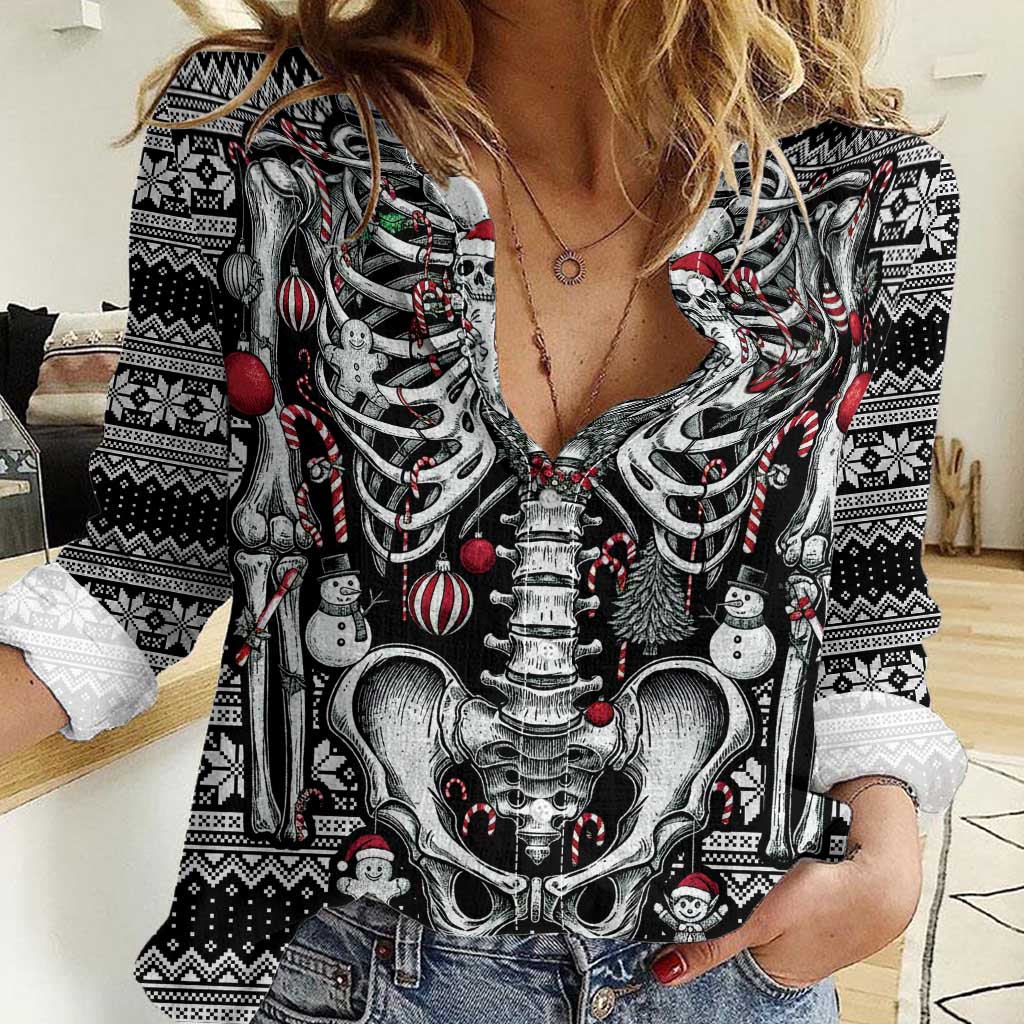 Merry Creepmas Women Casual Shirt Bone to be Jolly - Wonder Print Shop