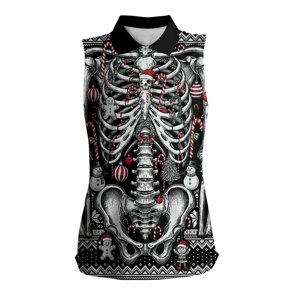Merry Creepmas Women Sleeveless Polo Shirt Bone to be Jolly - Wonder Print Shop