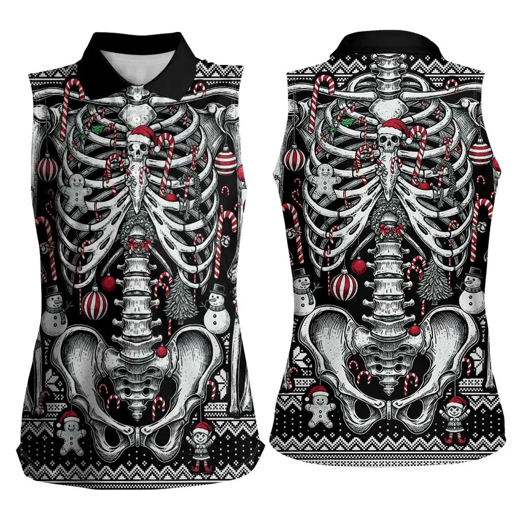 Merry Creepmas Women Sleeveless Polo Shirt Bone to be Jolly - Wonder Print Shop